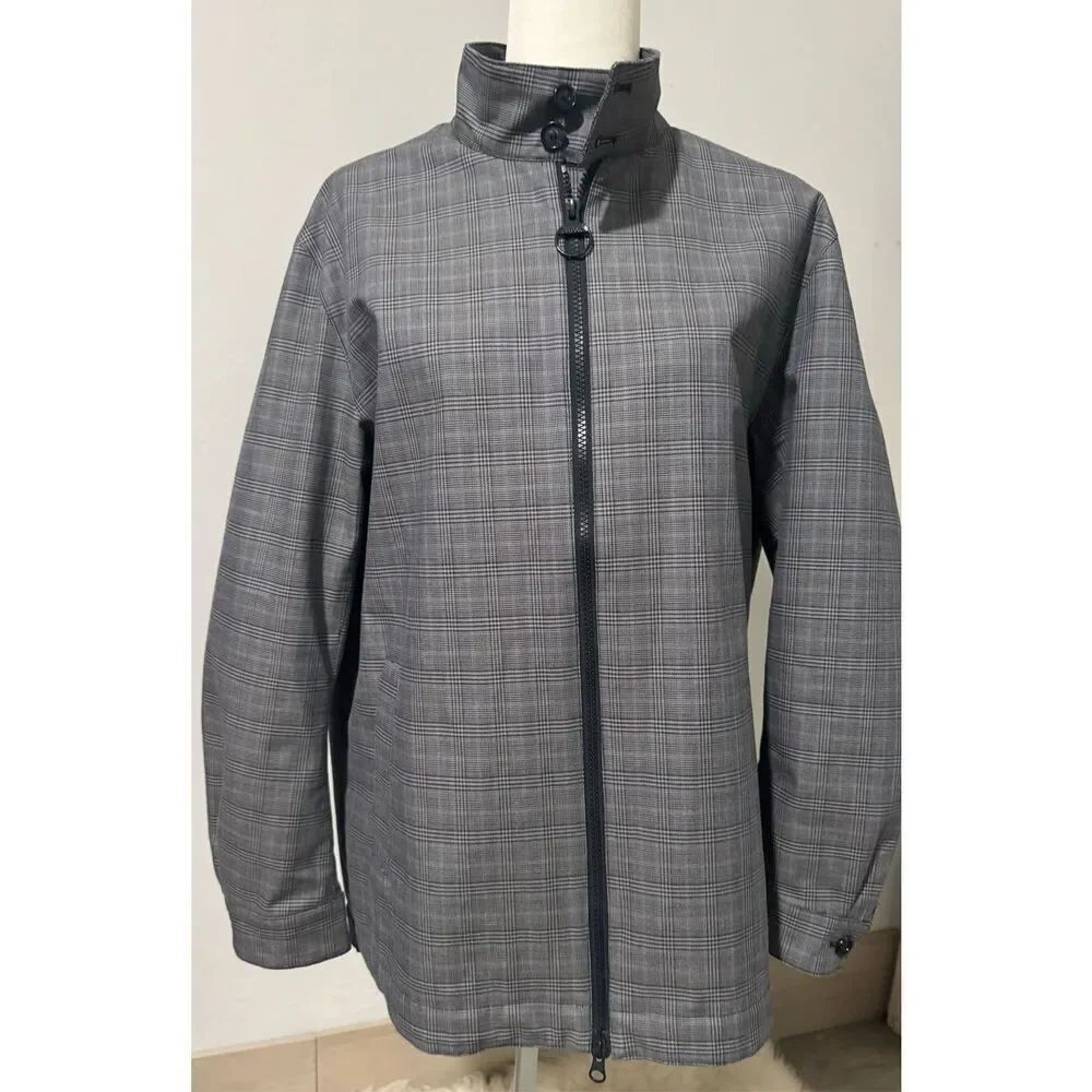 Barbour Harrington grey checkeredโlightweight full zip jacket M